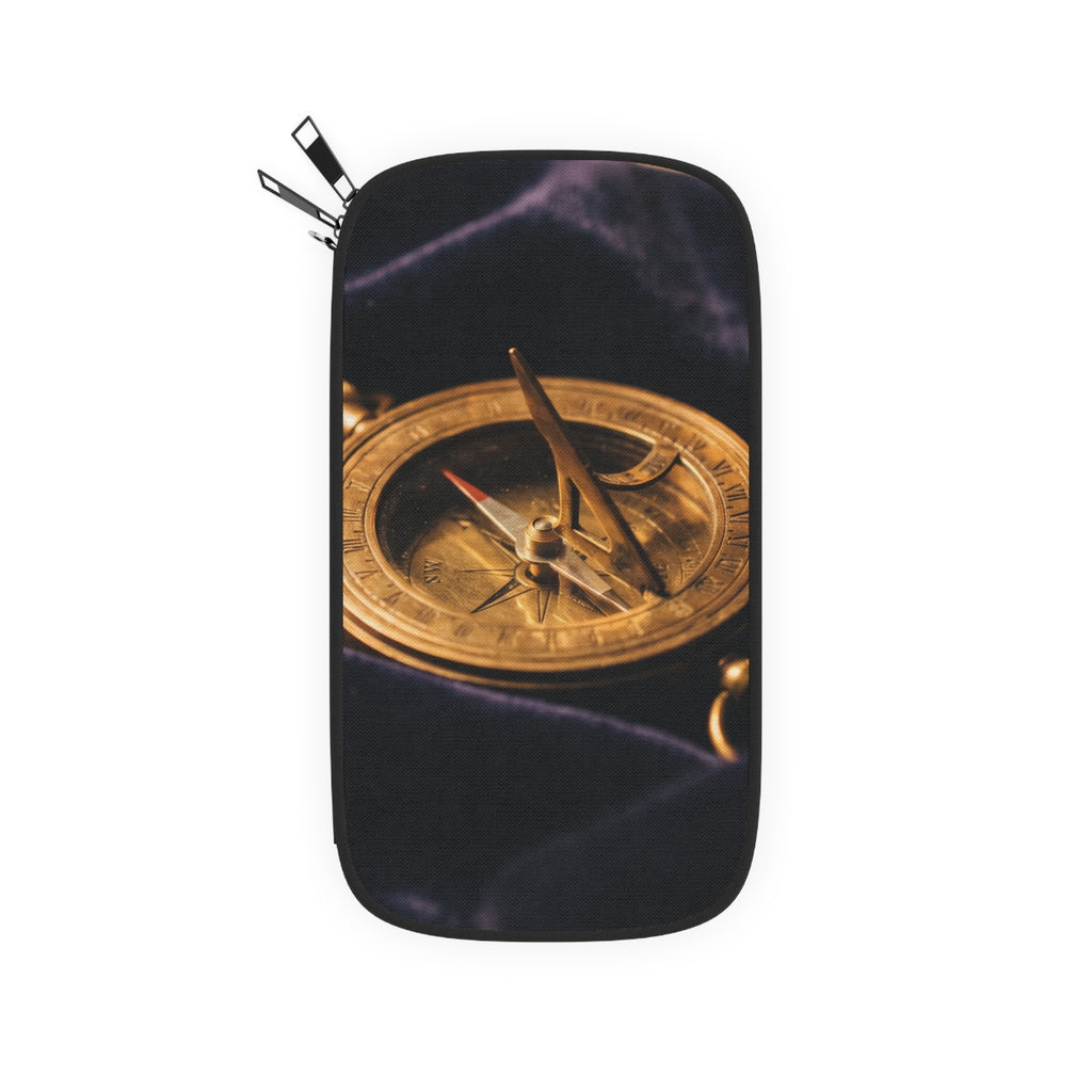 Vintage Brass Sundial Compass Passport Wallet