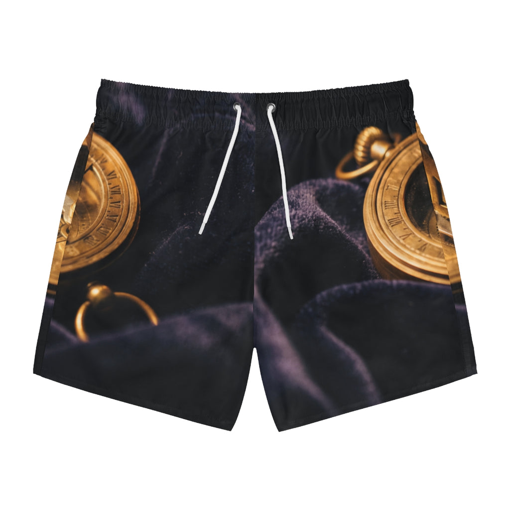 Vintage Brass Sundial Compass Swim Trunks