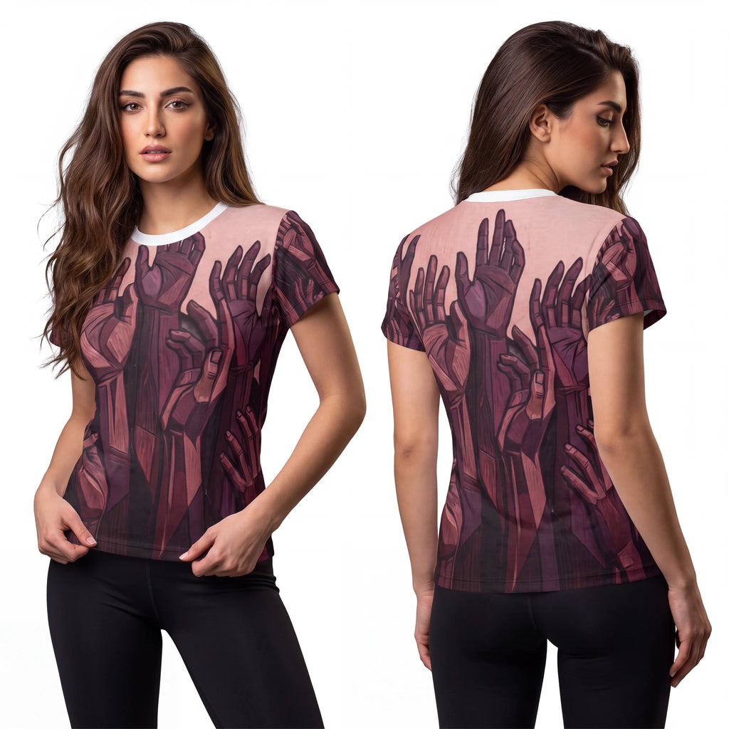 Women's Tee - Sculpted Hands Unity | Echovira Gallery