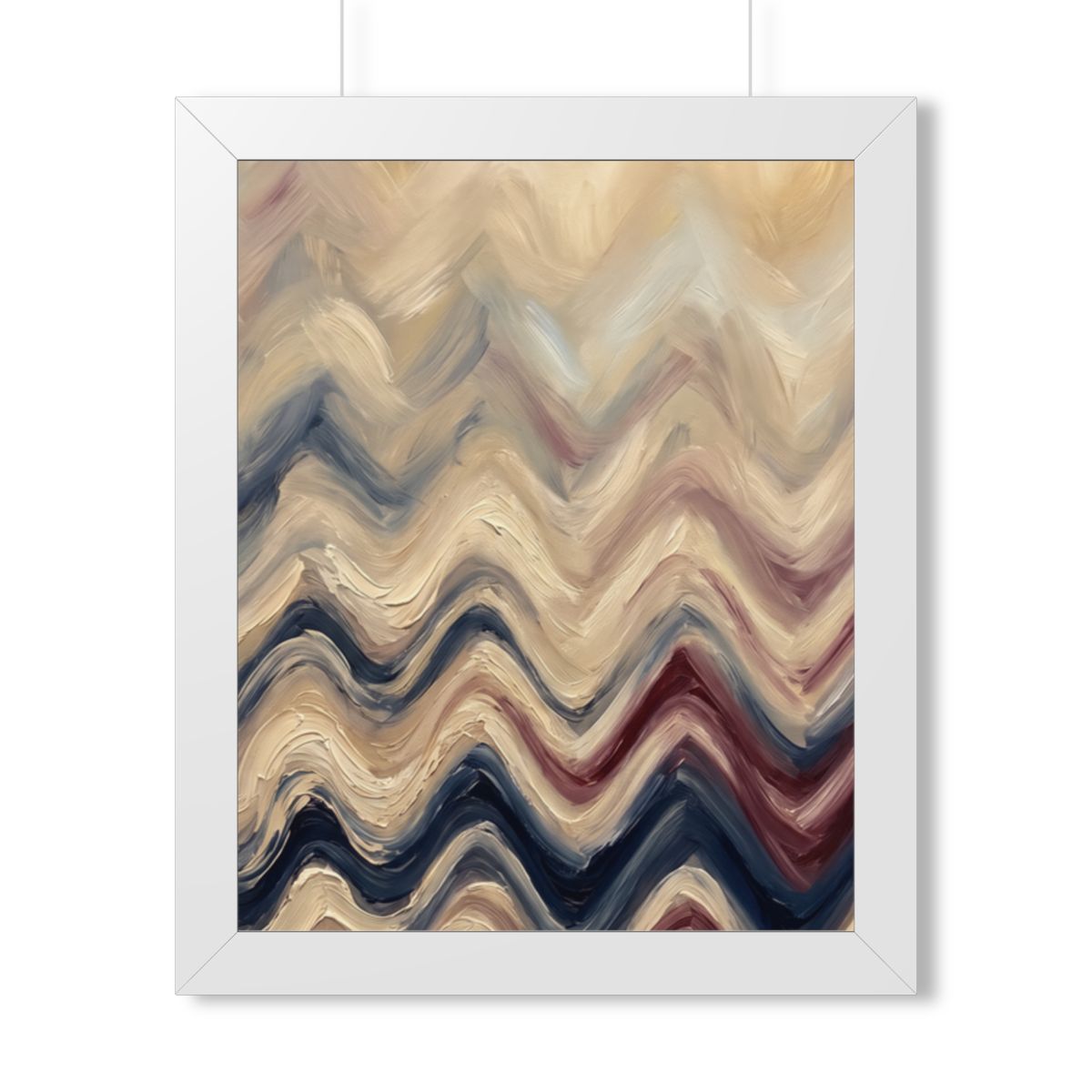 Framed Vertical Poster - Earth Chevron Wave — White (11×14...