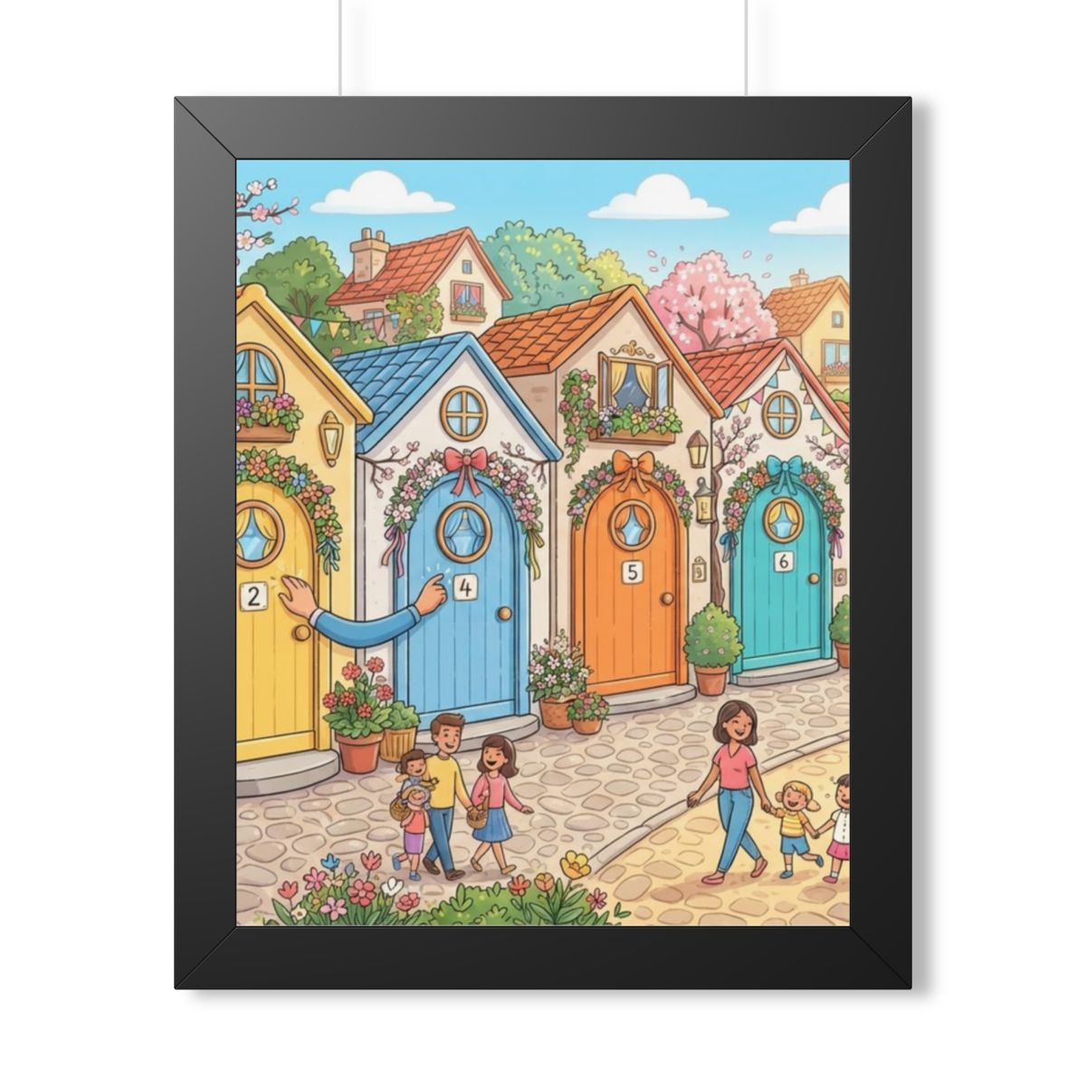 Framed Vertical Poster - Storybook Lane Gateway — Black... |...