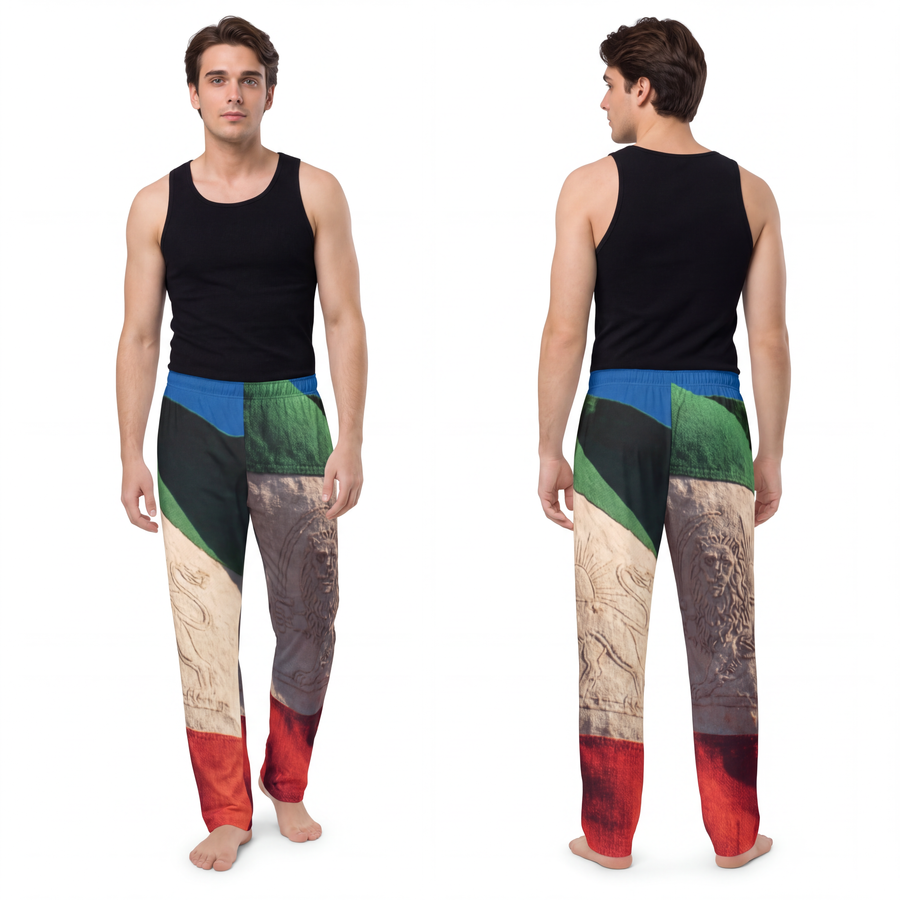 Men's Pajama Pants - Vintage Persian Lion and Sun Flag Art