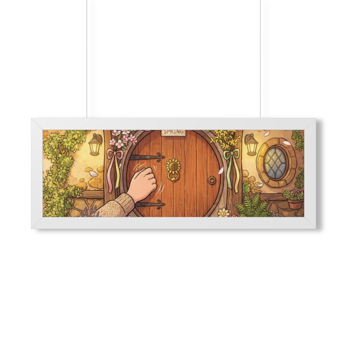 Framed Horizontal Poster - Spring Garden Entry — White... |...
