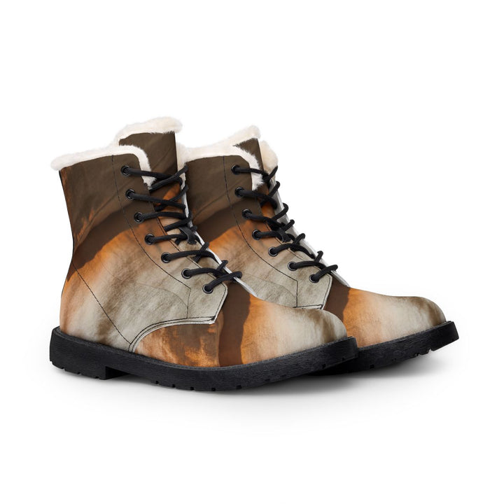 Men's Fur and Leather Boots - Sunlit Linen