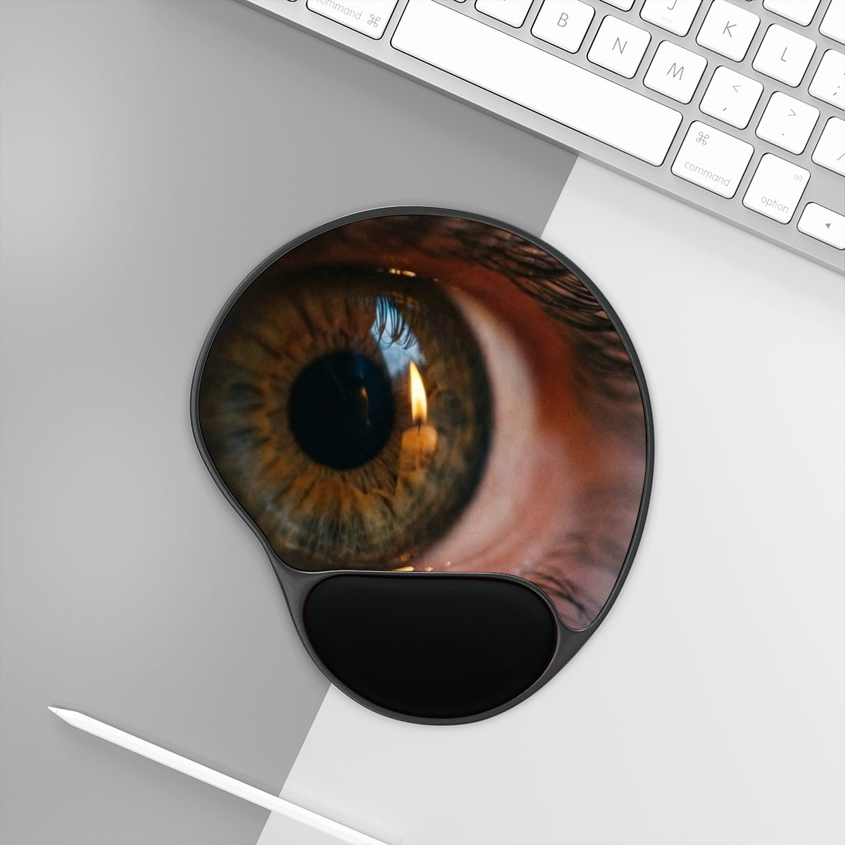 Mouse Pad With Wrist Rest - Amber Iris Reflection Fine Art...