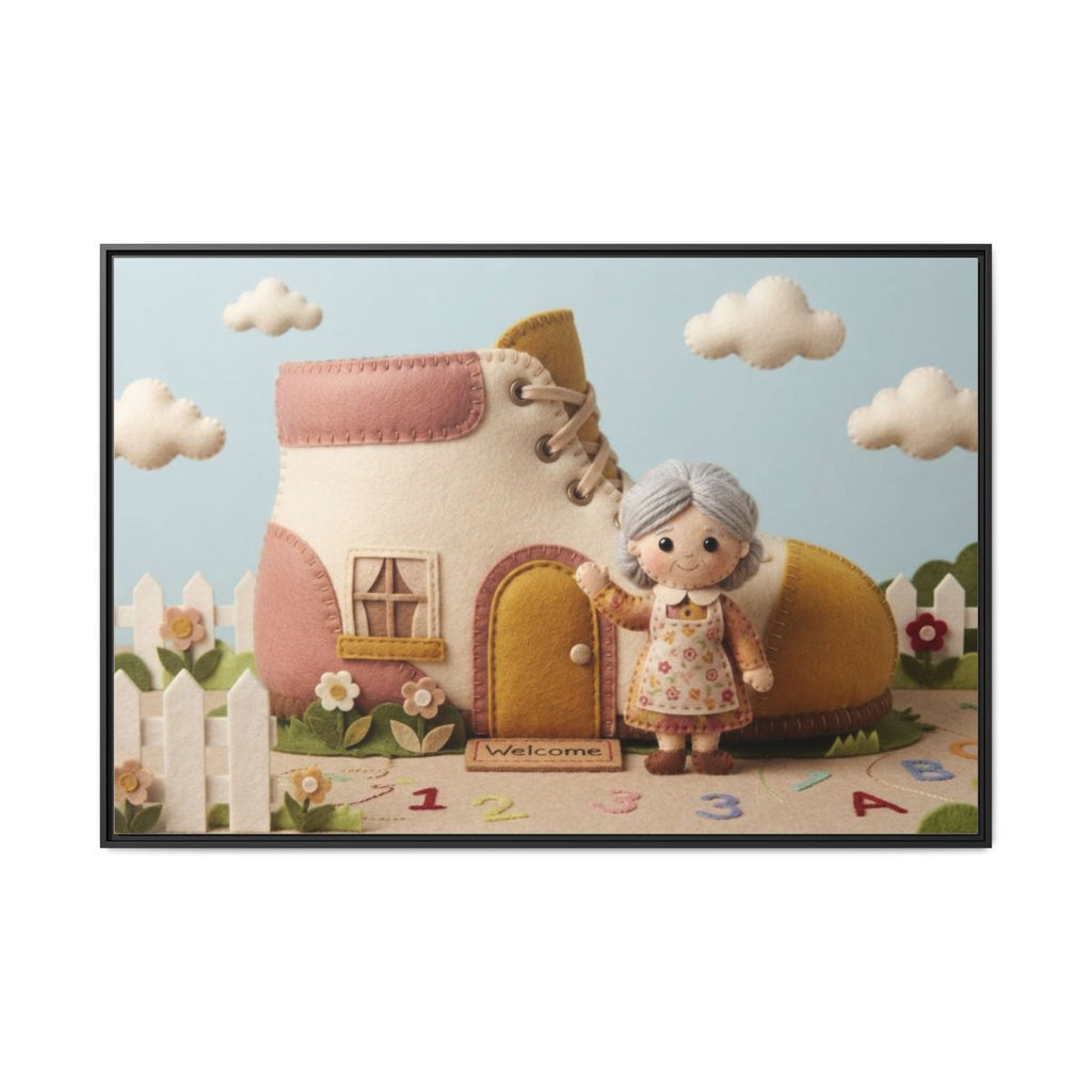 Matte Canvas - Framed Felted Shoe Cottage — Black / 1.25"......