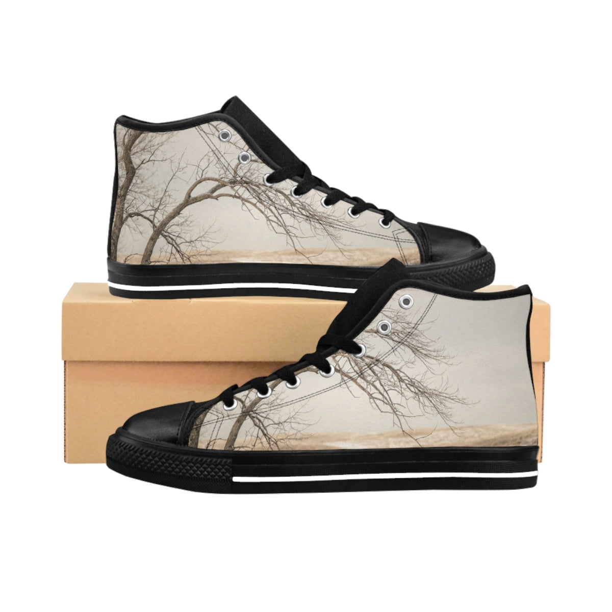 Women's Classic Sneakers - Winter Branch Solitude Landscape...
