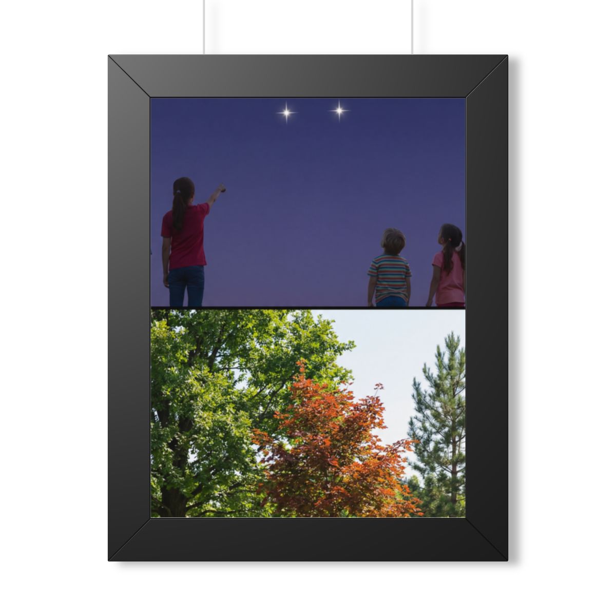 Framed Vertical Poster - Stardust & Forest Discovery — Black...