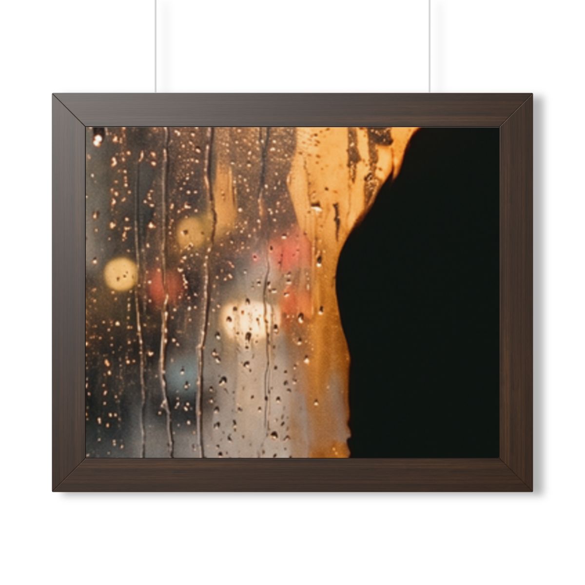 Framed Horizontal Poster - Twilight Rain — Walnut (14×11......