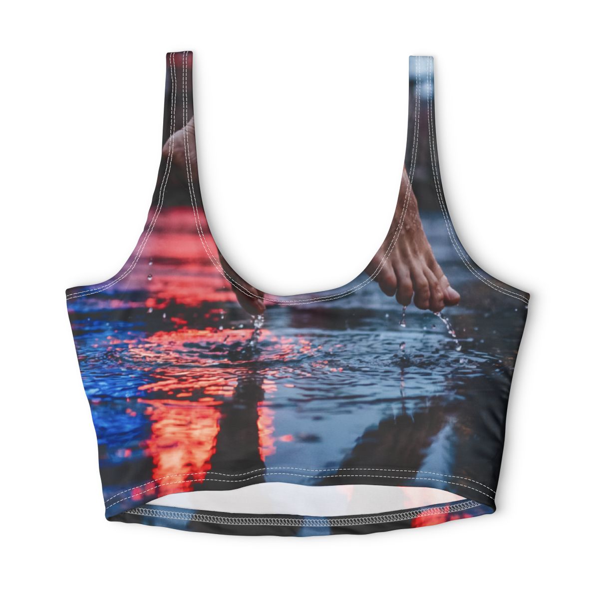 Polyester Sports Bra - City Rain Rooftop | Echovira Gallery