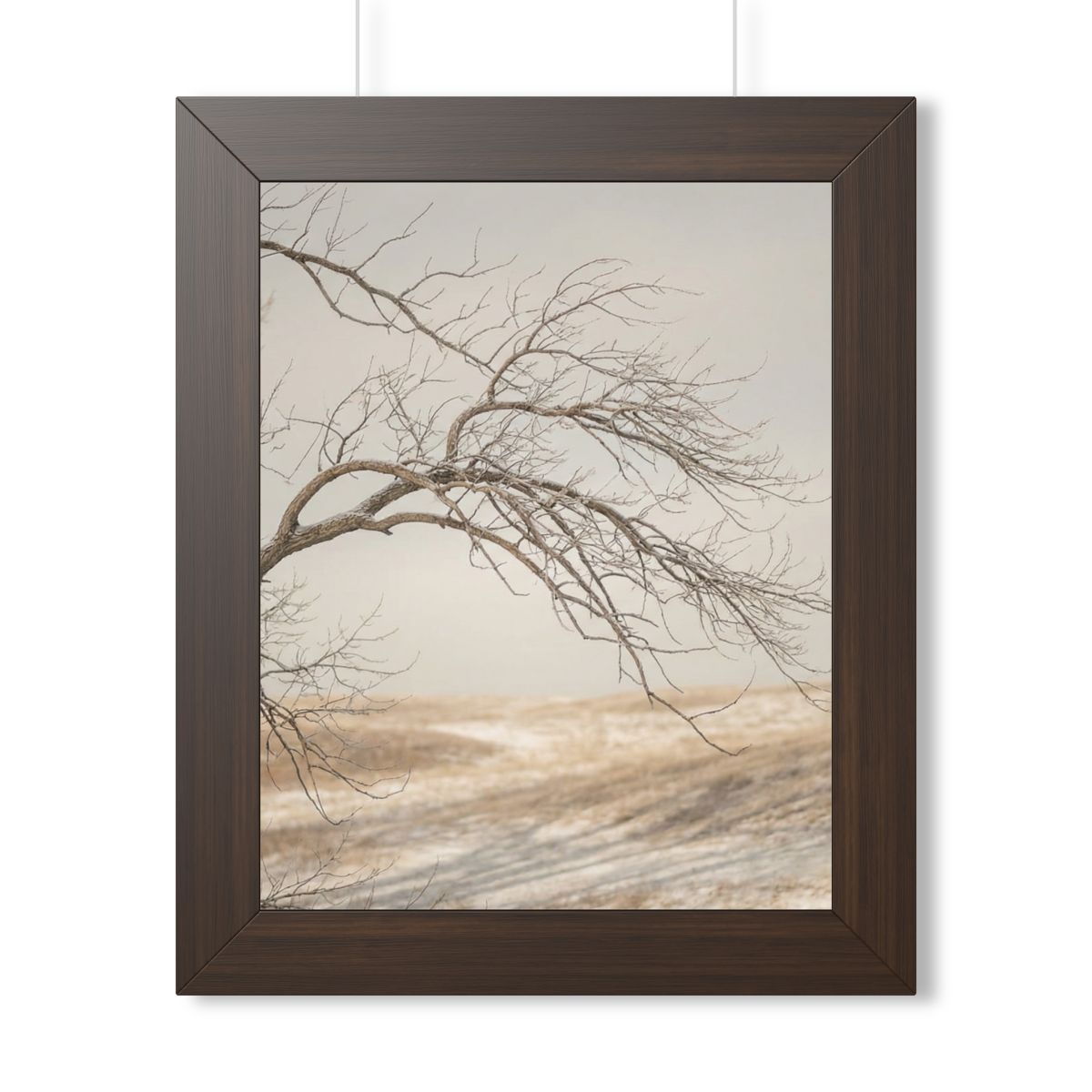 Framed Vertical Poster - Winter Branch Solitude Landscape —...