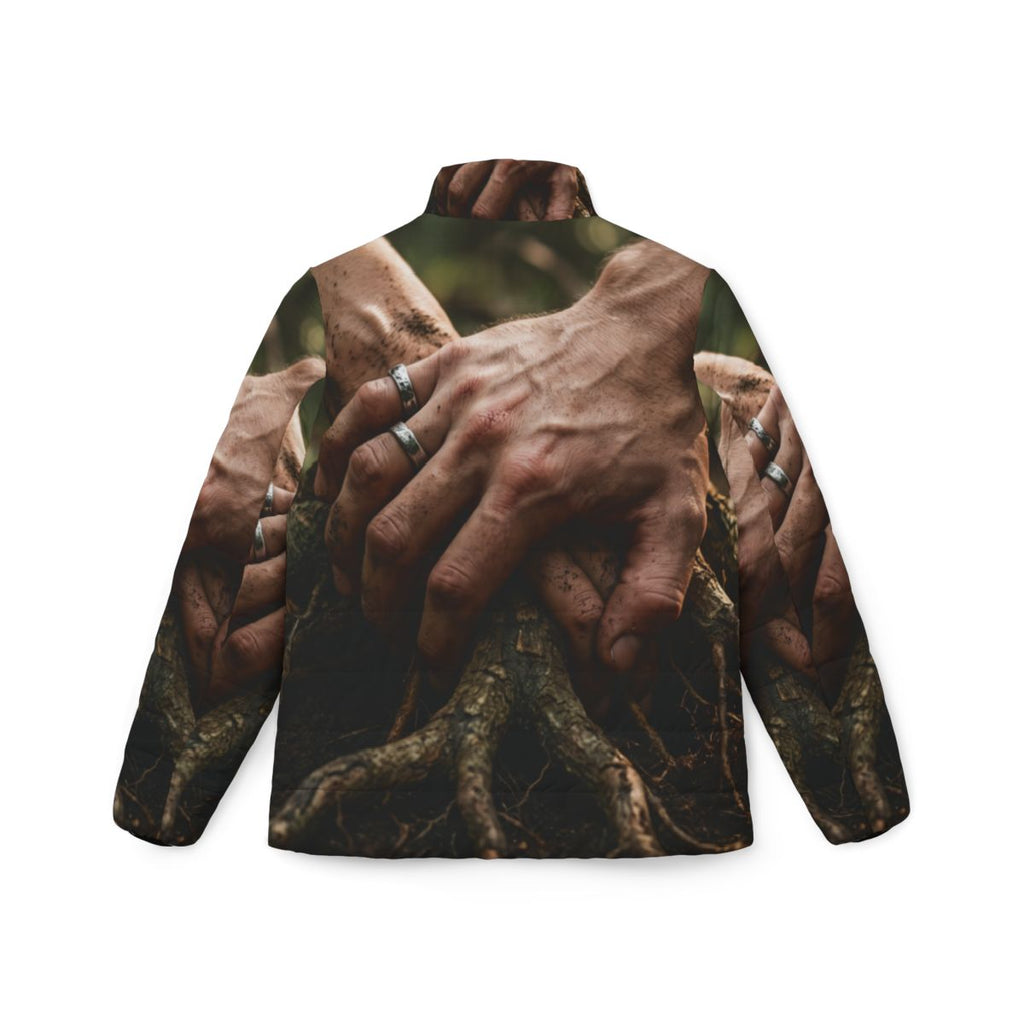 Women's Puffer Jacket with Forest Root Art