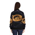 Women's Bomber Jacket Vintage Brass Sundial Art