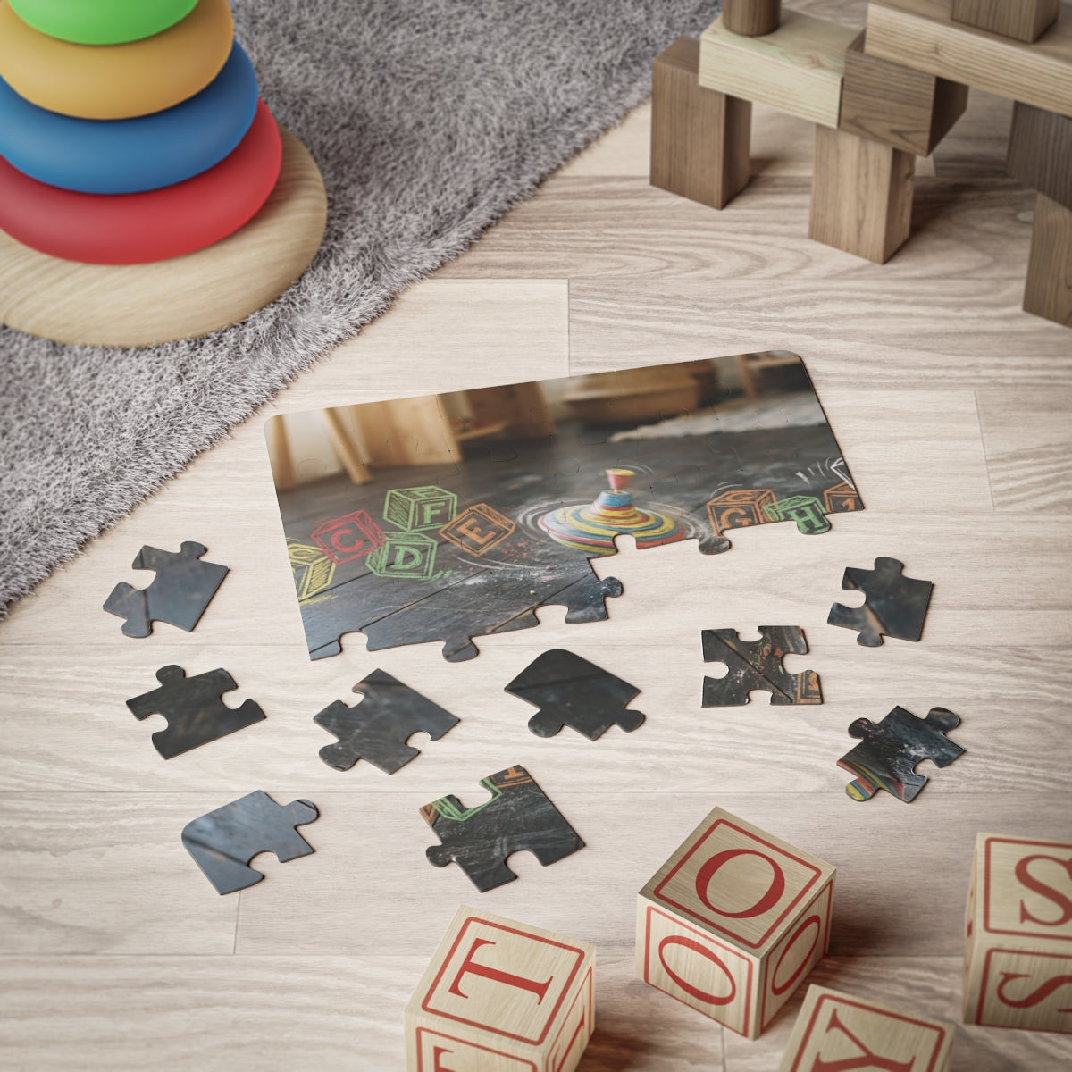Kids' Puzzle, 30-Piece - Playroom Spinning Top & Alphabet......