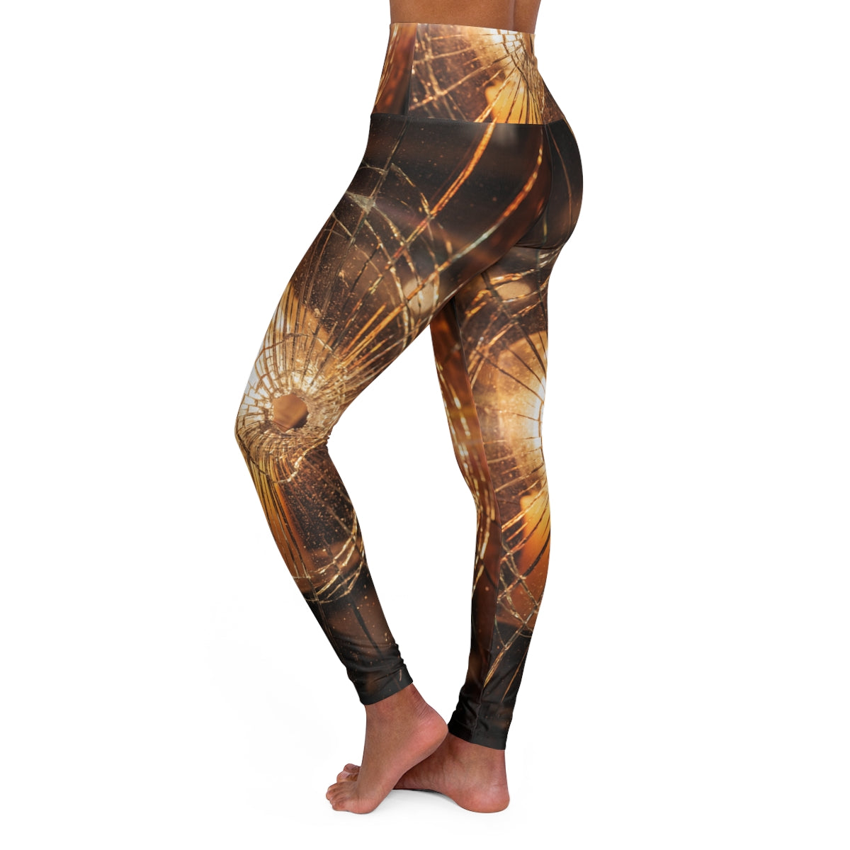 High Waisted Yoga Leggings - Fractured Light Shattered... |...