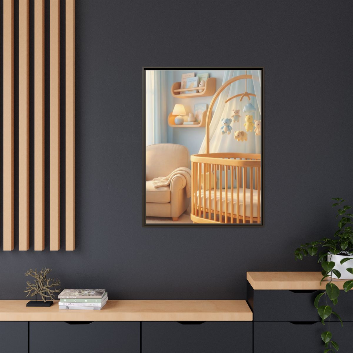 Matte Canvas, Framed - Dreamy Serene Nursery Art — Espresso...