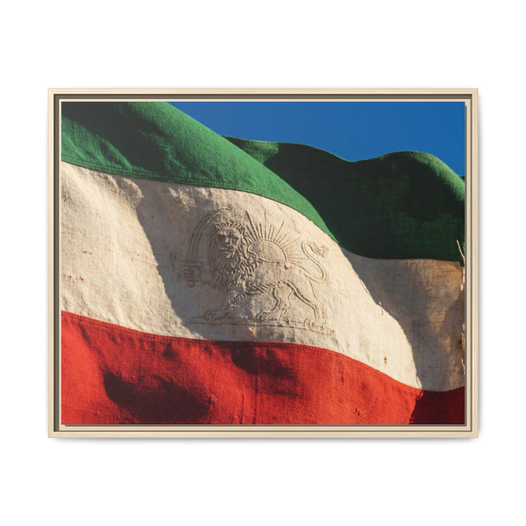 Framed Canvas Art - Distressed Flag — Natural / 1.25"