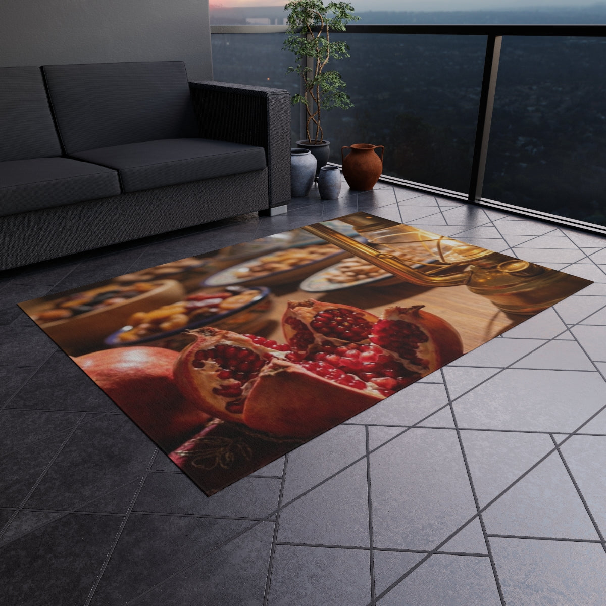 Outdoor Rug - Warm Sunset Feast | Echovira Gallery