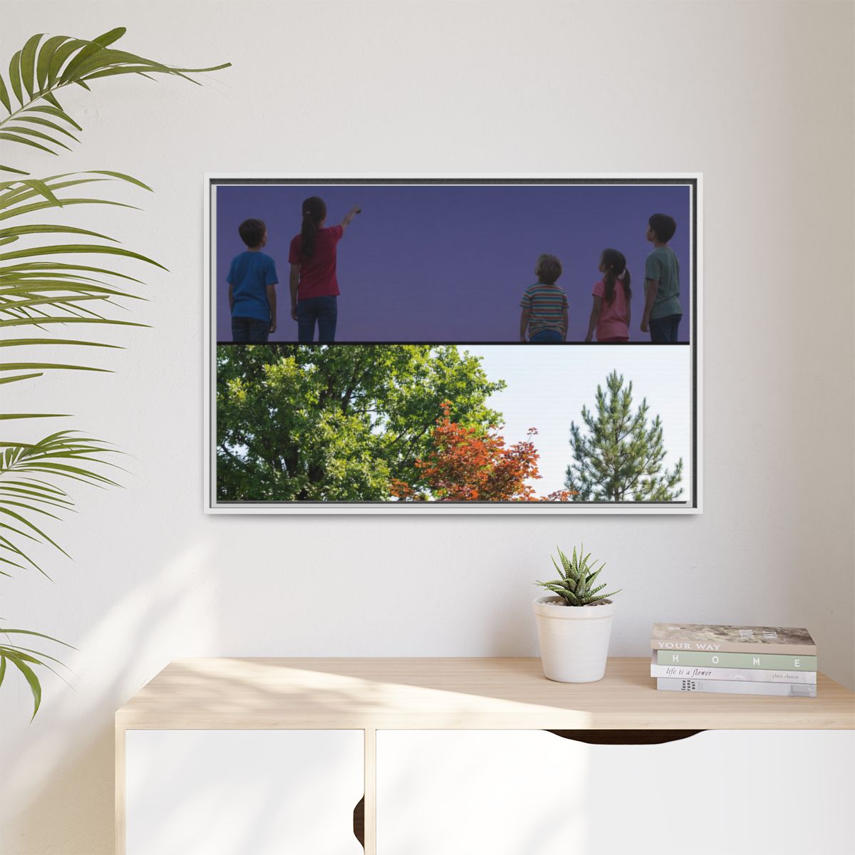 Matte Canvas, Framed - Stardust & Forest Discovery — White /...