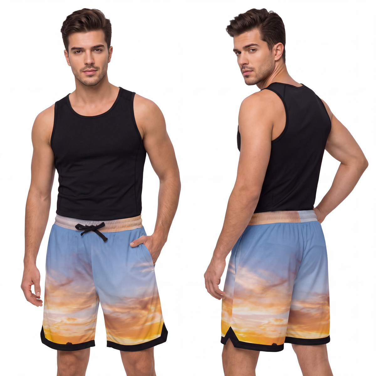 Men's Basketball Rib Shorts - Sunset Trail | Echovira...