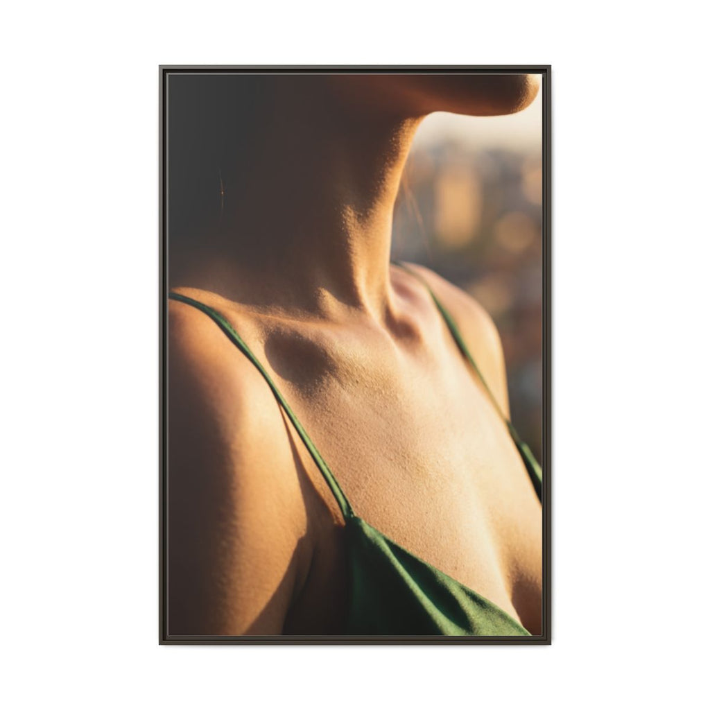Golden Hour Matte Canvas - Framed Sunset Wall Art — Espresso...