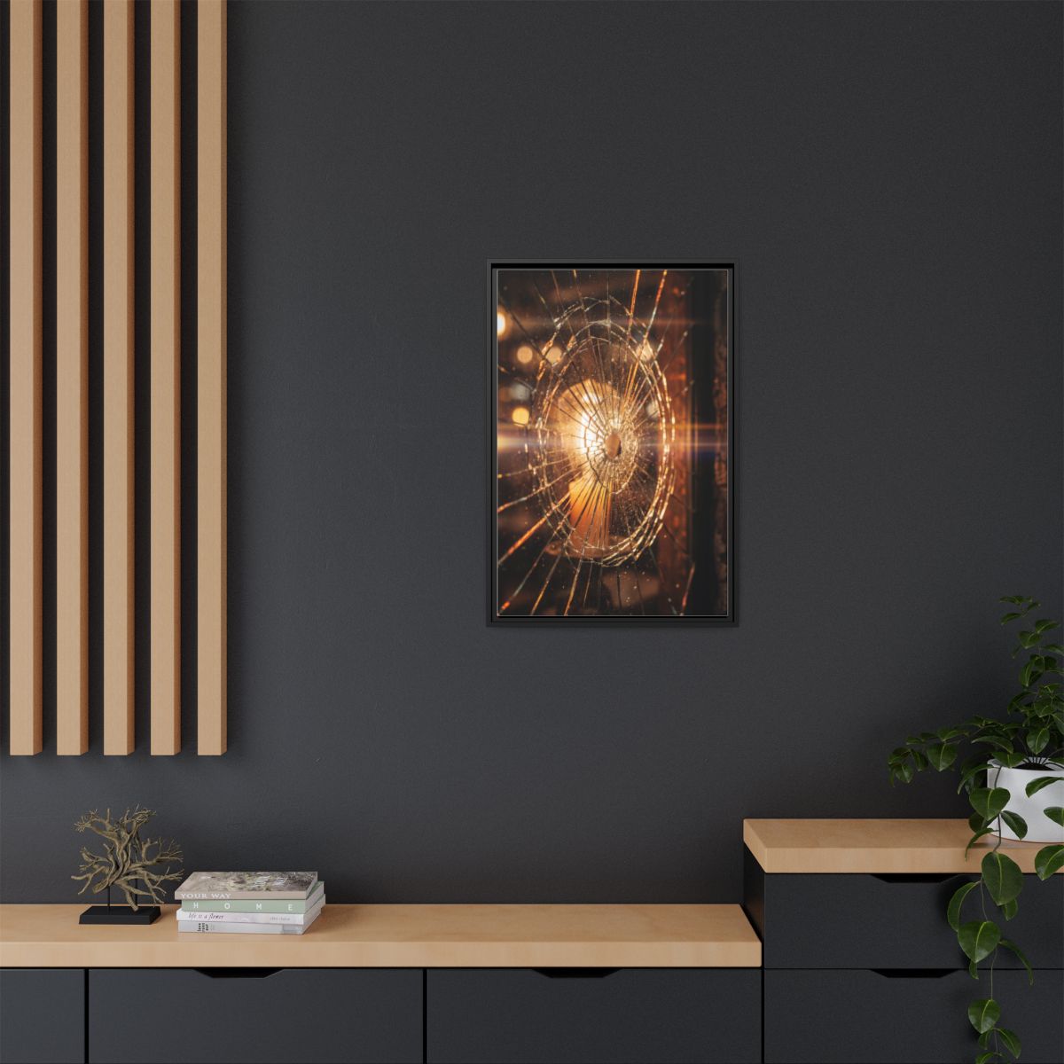 Framed Matte Canvas - Shattered Glass — Black / 1.25"