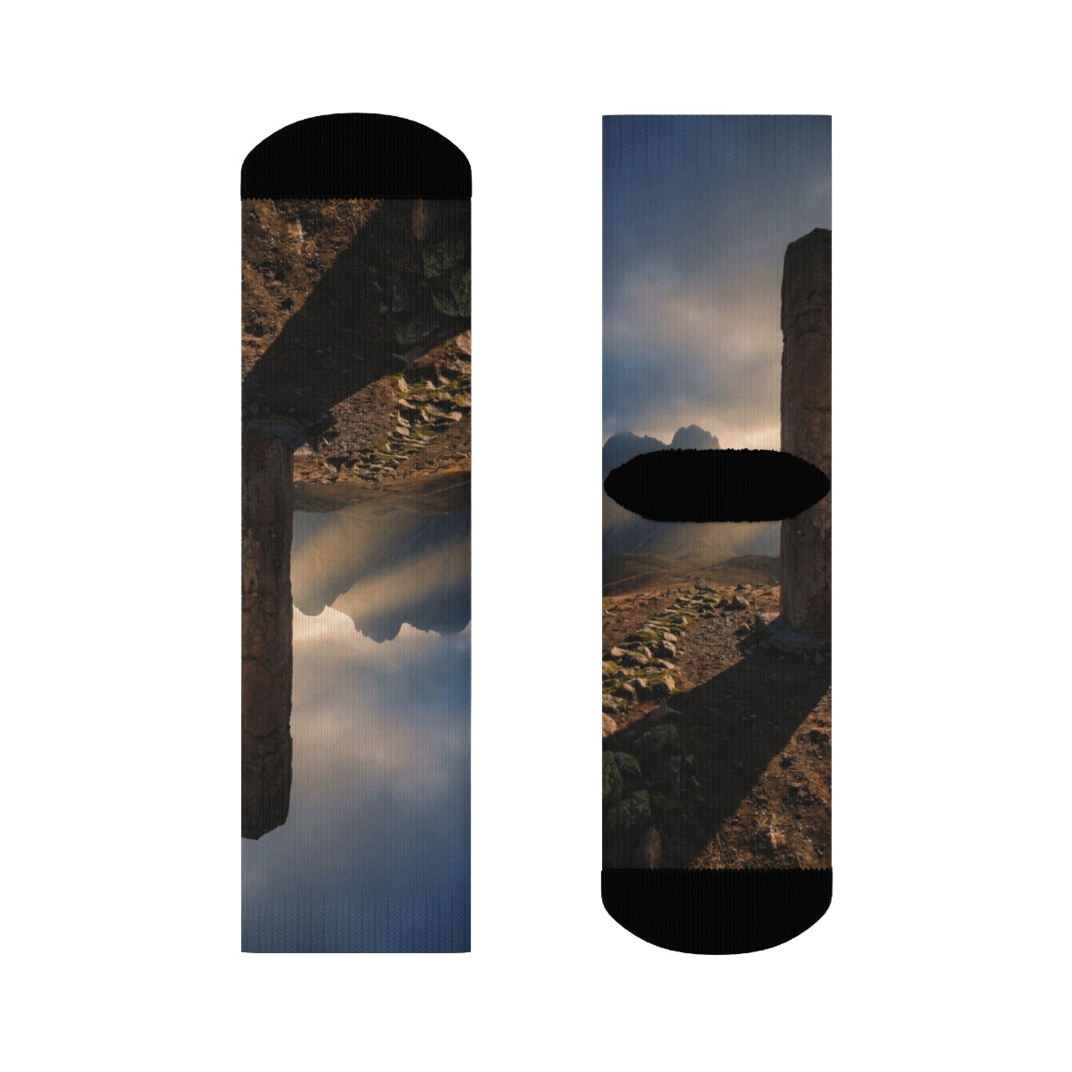 Crew Socks - Ancient Monolith Landscape Wall Art | Echovira...