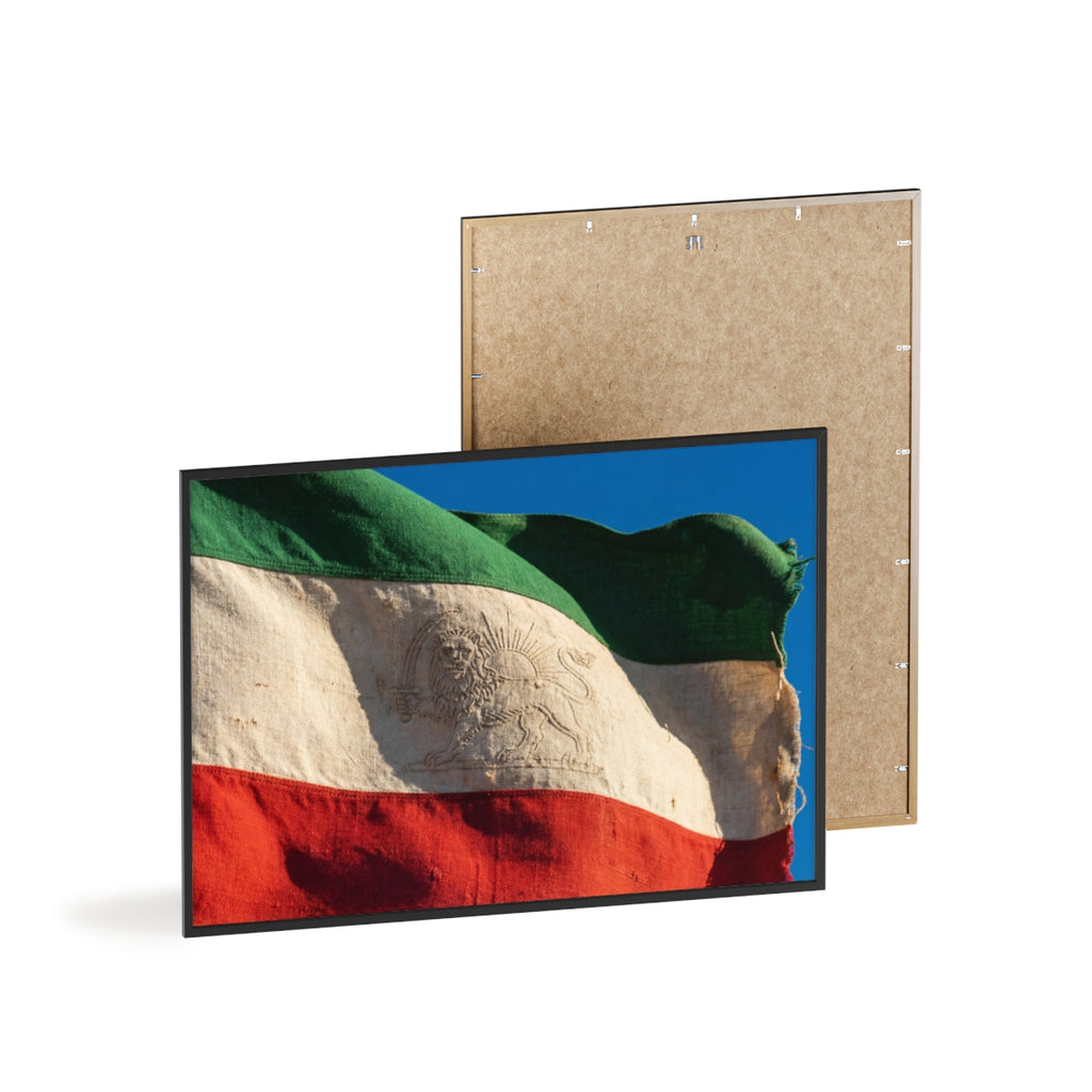 Wood Framed Poster - Vintage Flag — Landscape
