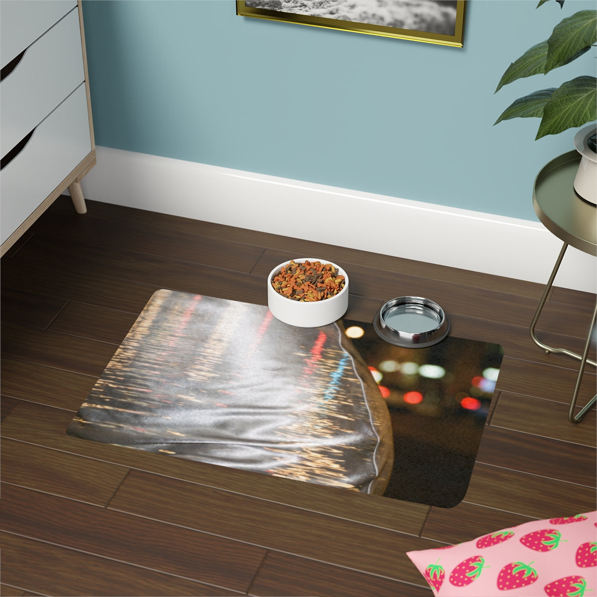 Pet Food Mat (12x18) - Liquid City Glow | Echovira Gallery