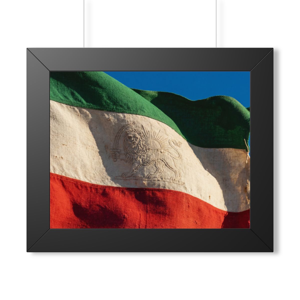 Framed Horizontal Poster - Vintage Persian Lion and Sun Flag...