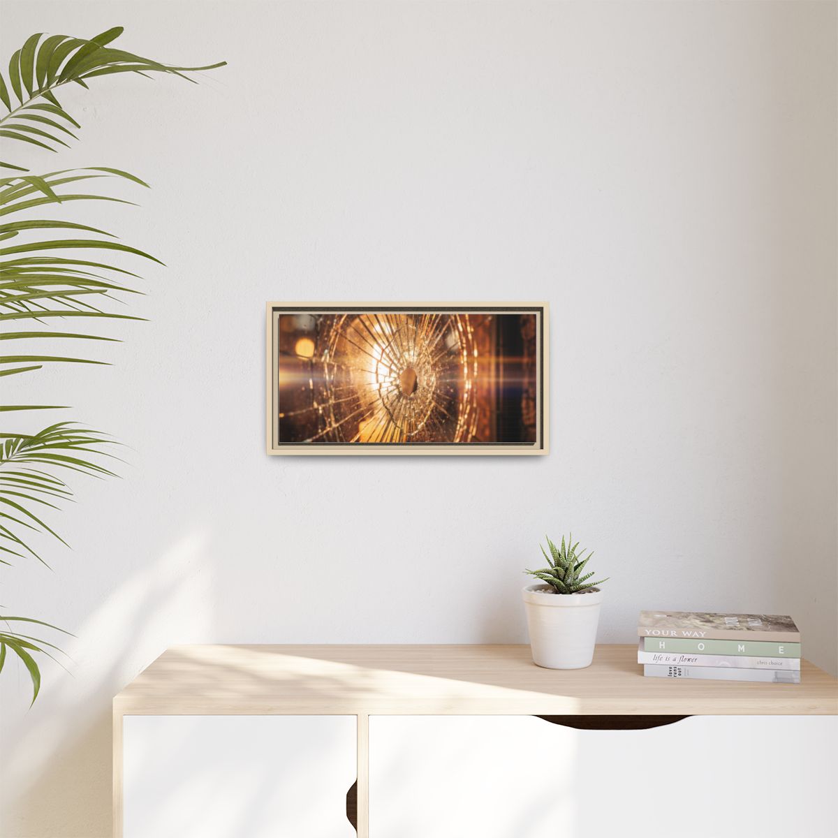 Matte Canvas, Framed - Golden Fractured Art — Natural /... |...