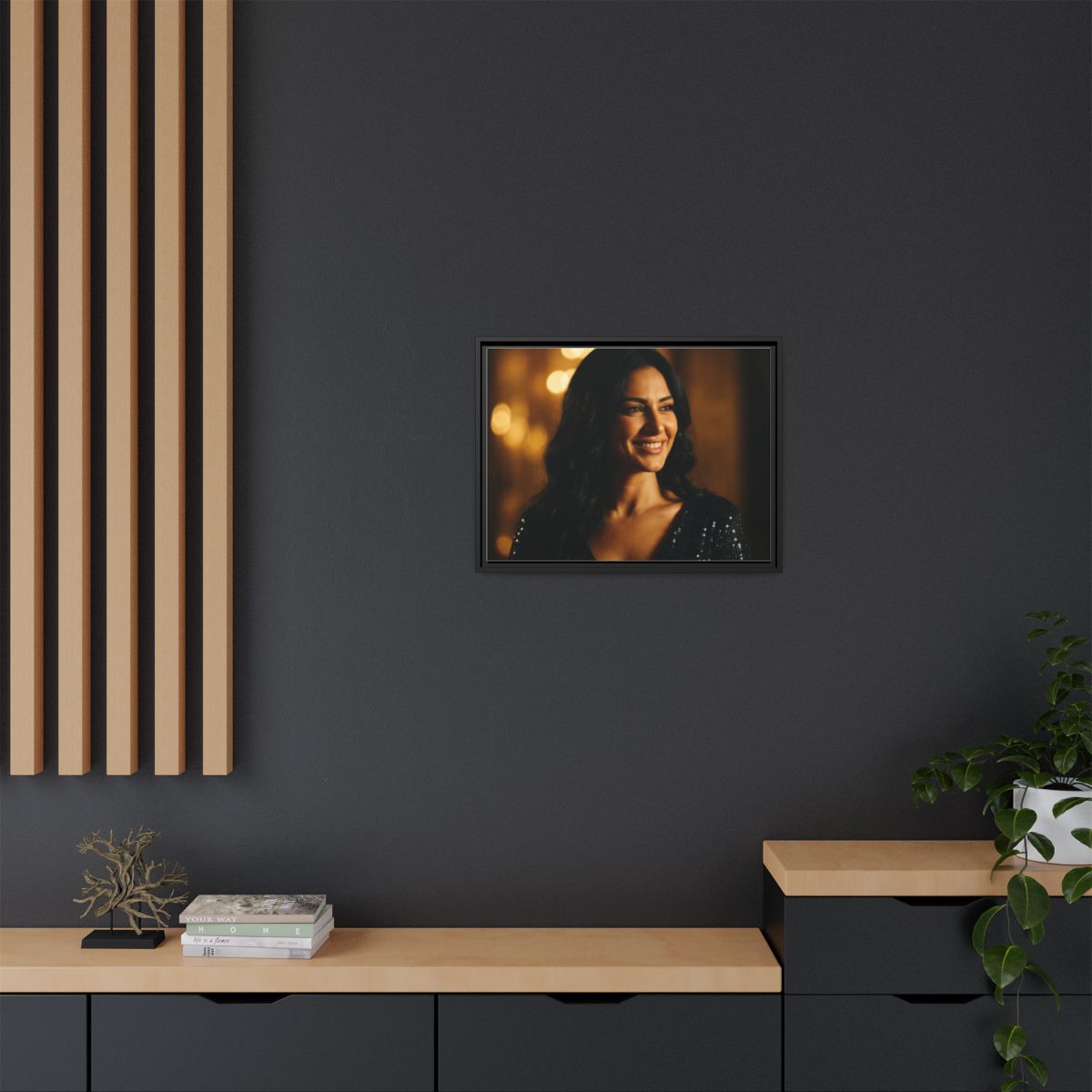 Framed Canvas Art - Golden Glamour — Black / 1.25"