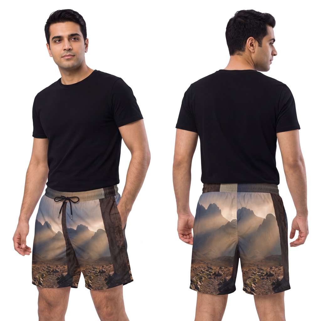 Men's Mid-Length Swim Shorts - Mystic Monolith Ancient... |...