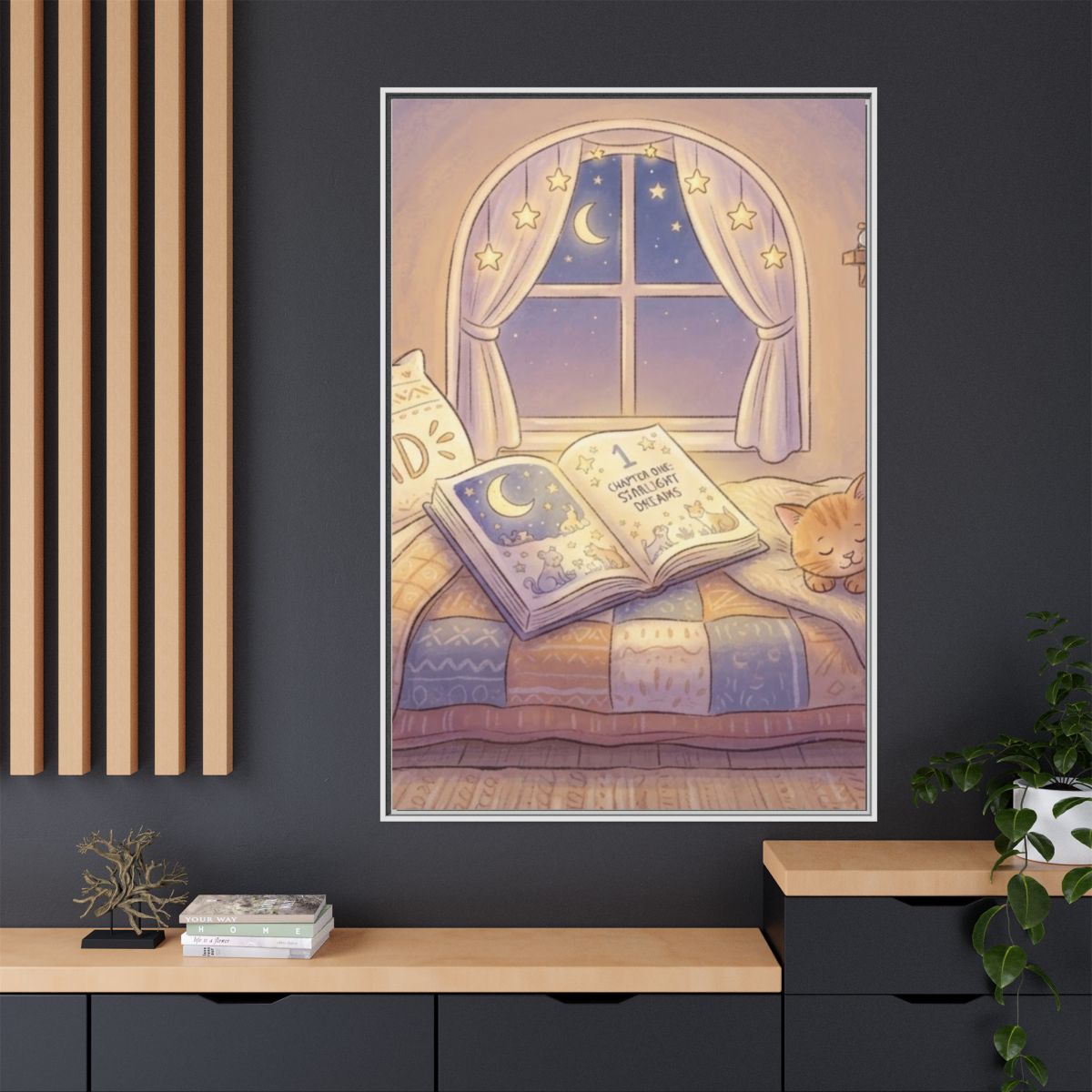 Framed Matte Canvas - Starlight Haven Slumber — White /... |...