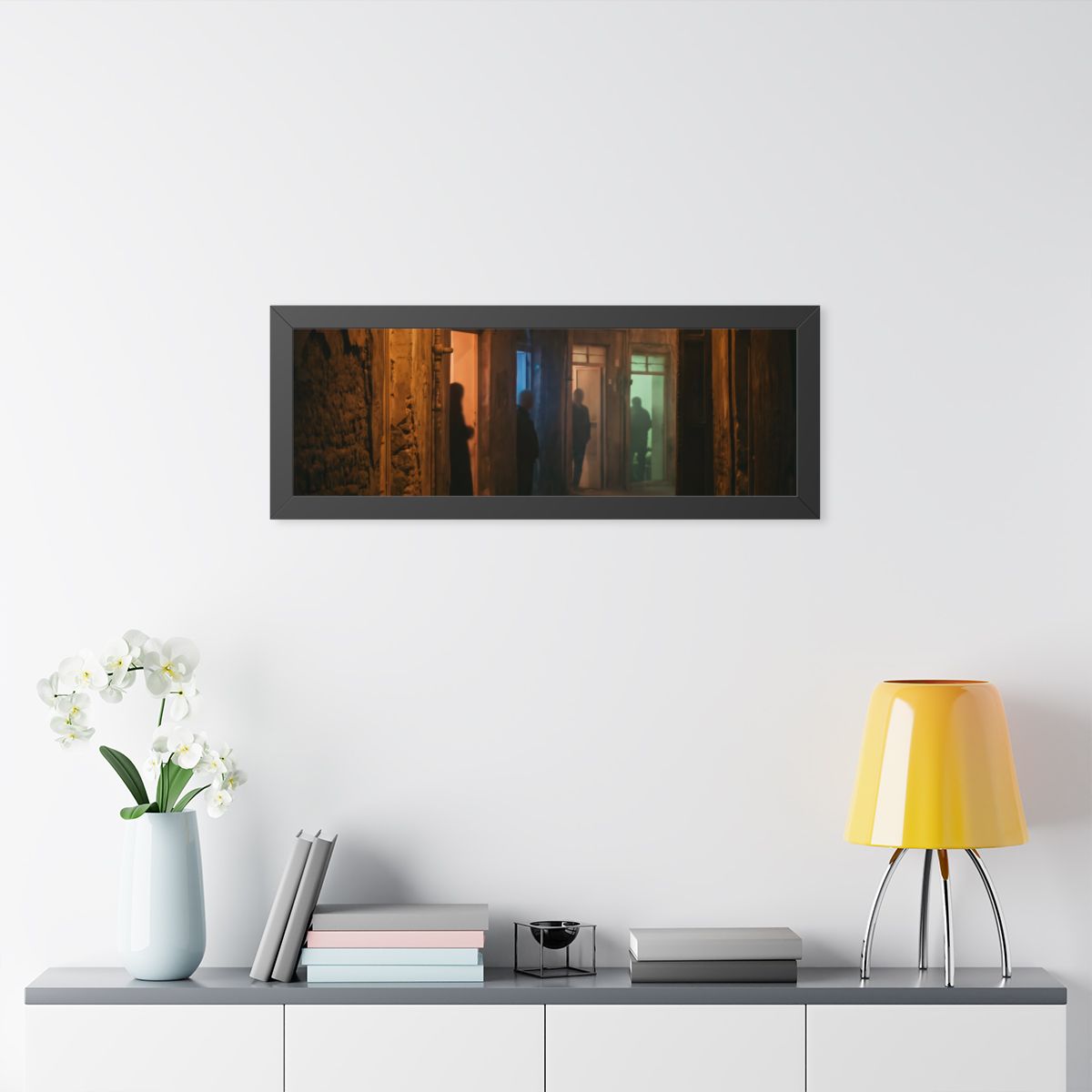 Framed Horizontal Poster - Shadowed Alleyway Mystery Art......