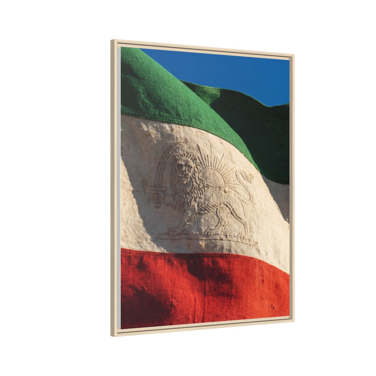 Framed Canvas Art - Distressed Flag — Natural / 1.25"
