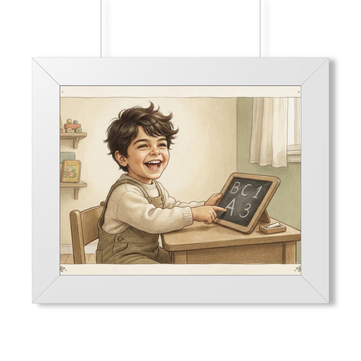 Framed Horizontal Poster - Little Scholar — White (14×11......