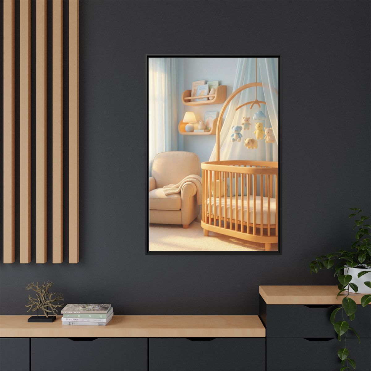 Matte Canvas, Framed - Dreamy Serene Nursery Art — Black /...