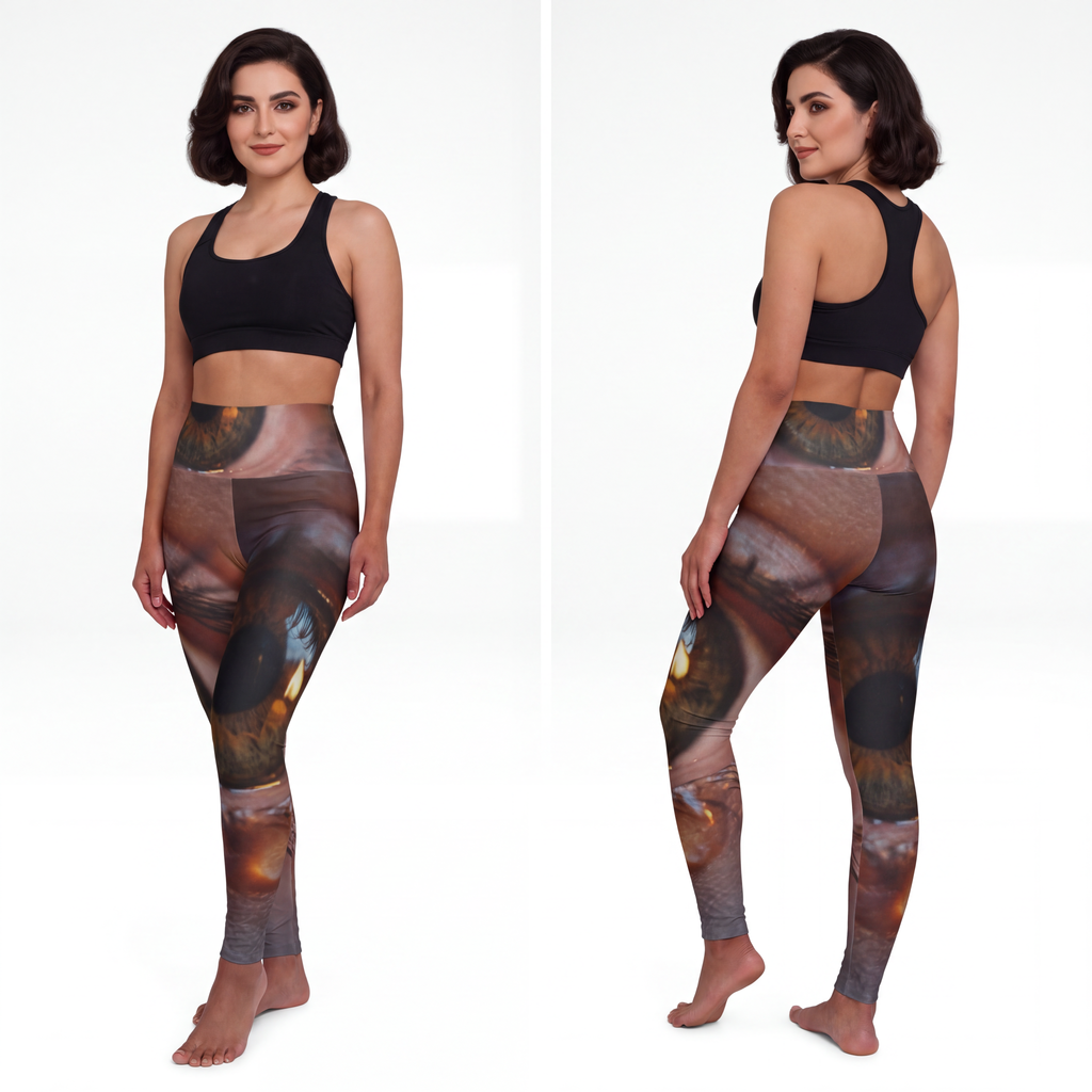 High Waisted Yoga Leggings - Amber Iris Reflection Fine Art...