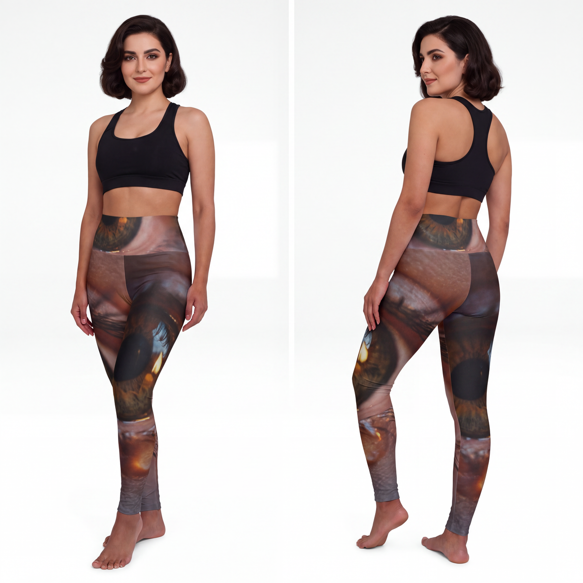 High Waisted Yoga Leggings - Amber Iris Reflection Fine Art...