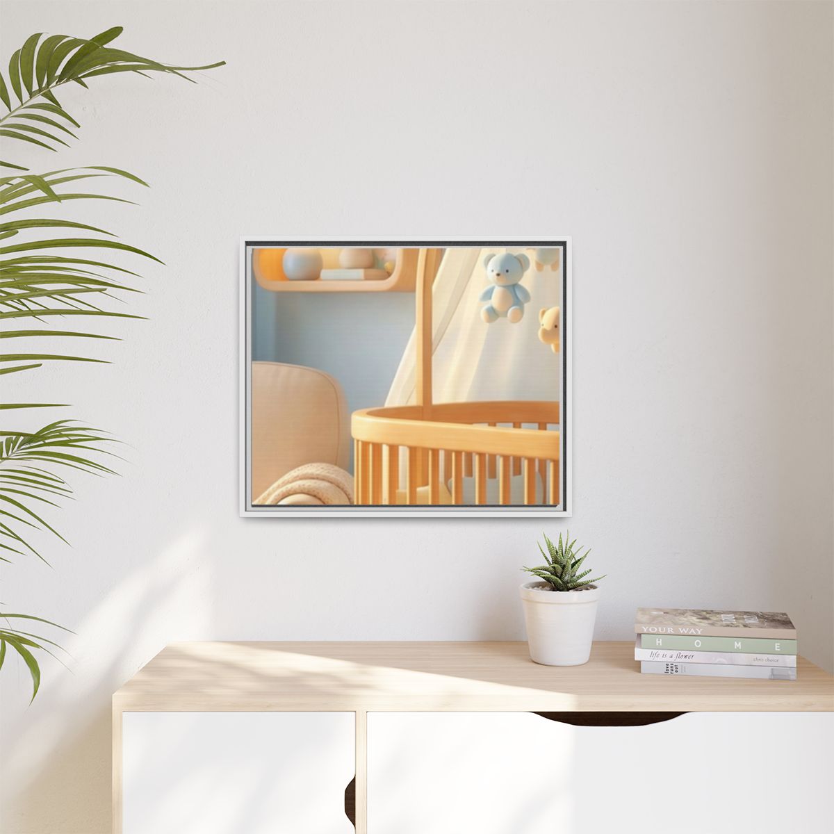 Matte Canvas, Framed - Dreamy Serene Nursery Art — White /...