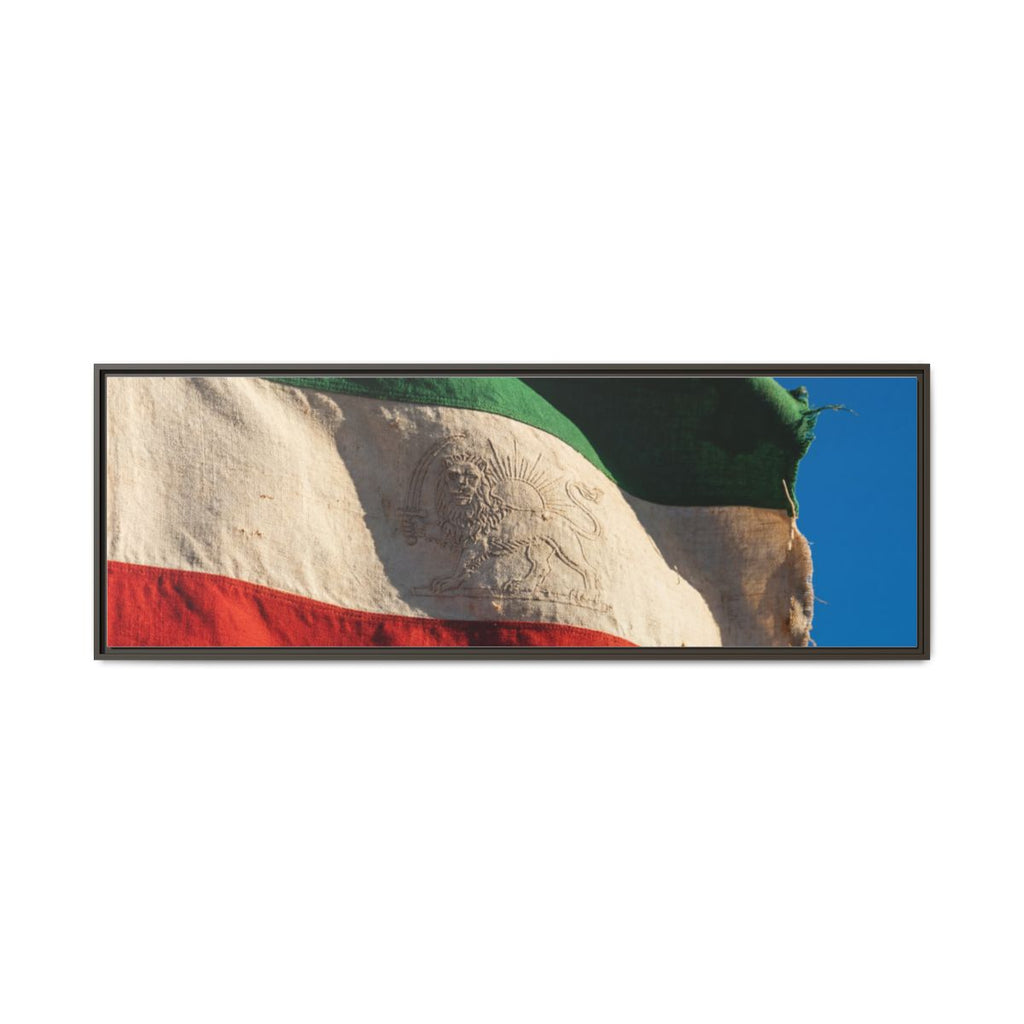Gerahmte Leinwandkunst – Distressed Flag – Espresso / 3,18 cm