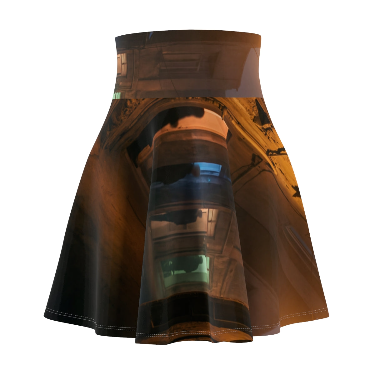 Women's Skater Skirt - Shadowed Alleyway Mystery Art Print |...