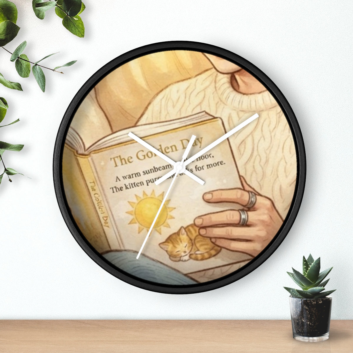 Wall Clock - Golden Storytime Serenity | Echovira Gallery