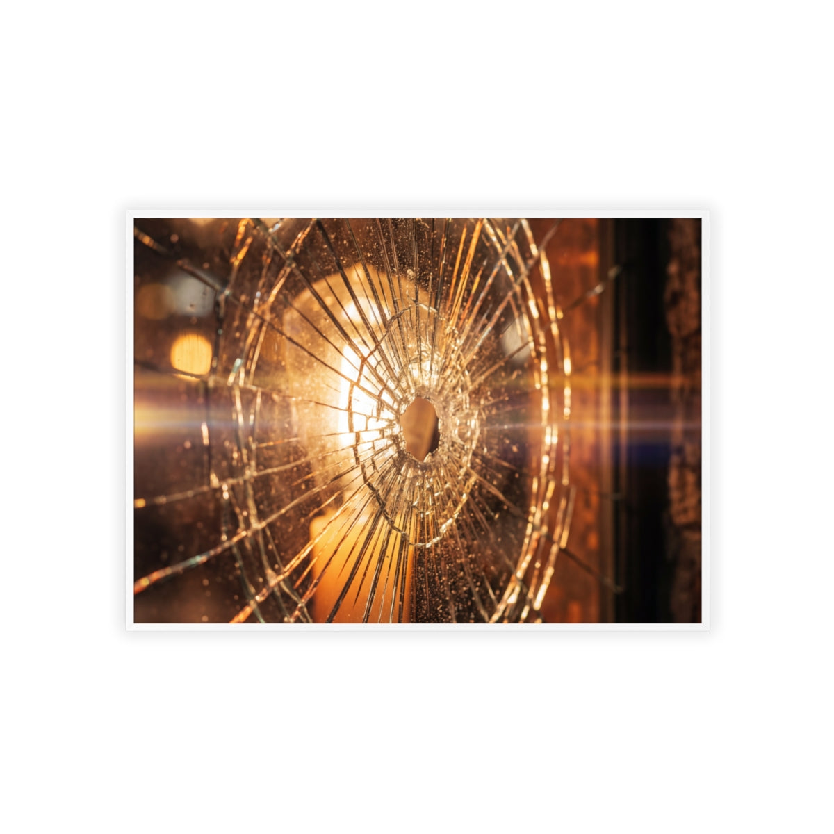 Posters with Wooden Frame - Golden Fractures Shattered Glass Art — Landscape (11.7×8.3, 16×12, 16.5×11.7, 20×16 & 28×20)