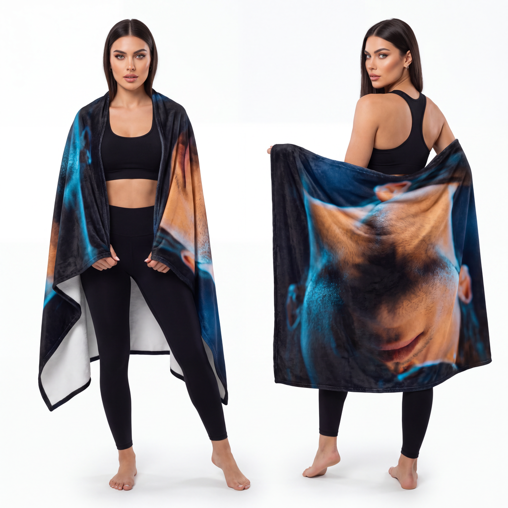 Velveteen Microfiber Blanket - Neon Horizon Portrait |...