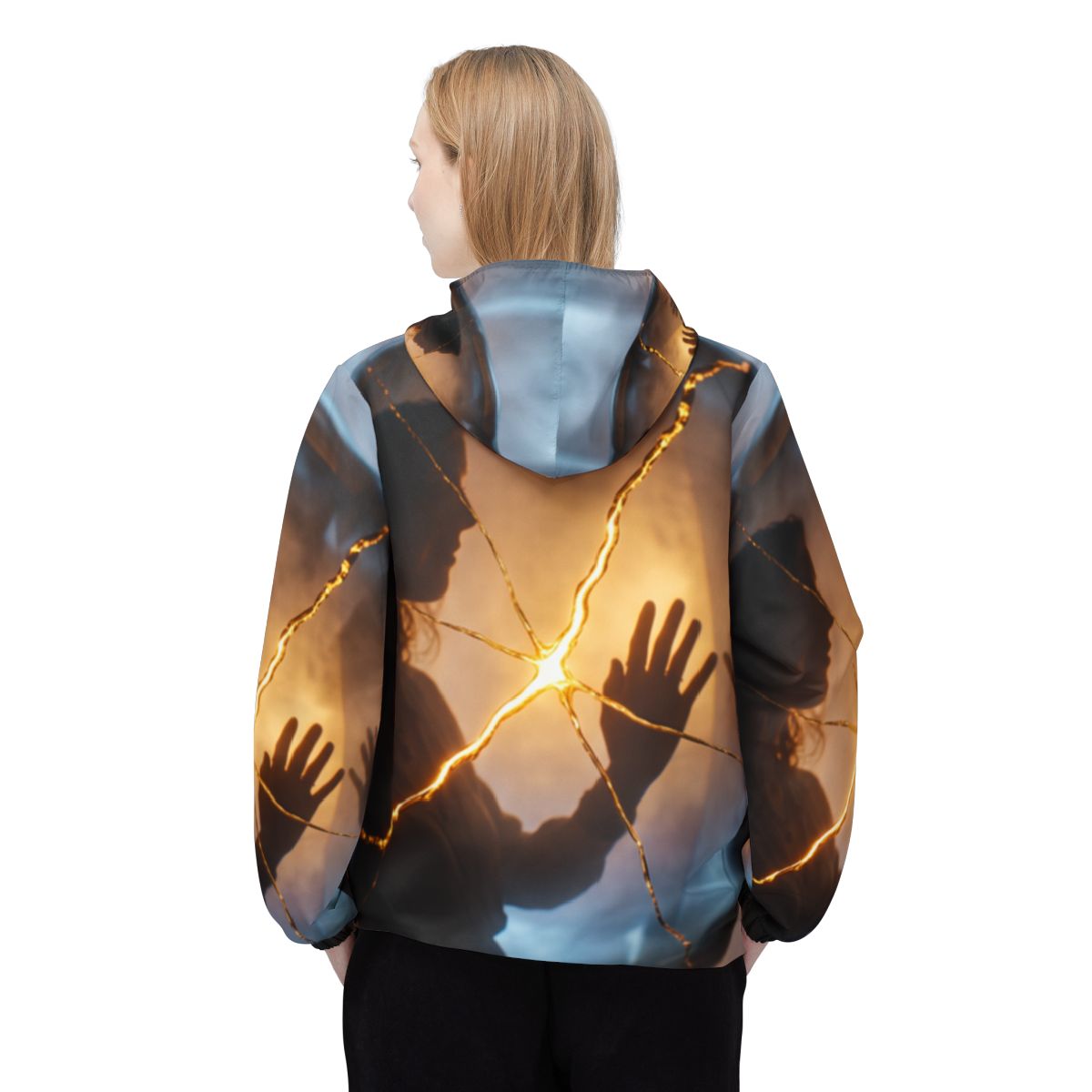 Unisex Windbreaker Jacket - Golden Kintsugi Sphere Canvas......