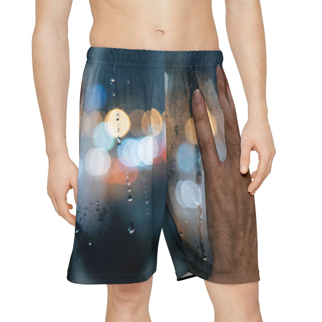 Men's Sports Shorts with Rainy City Bokeh Art