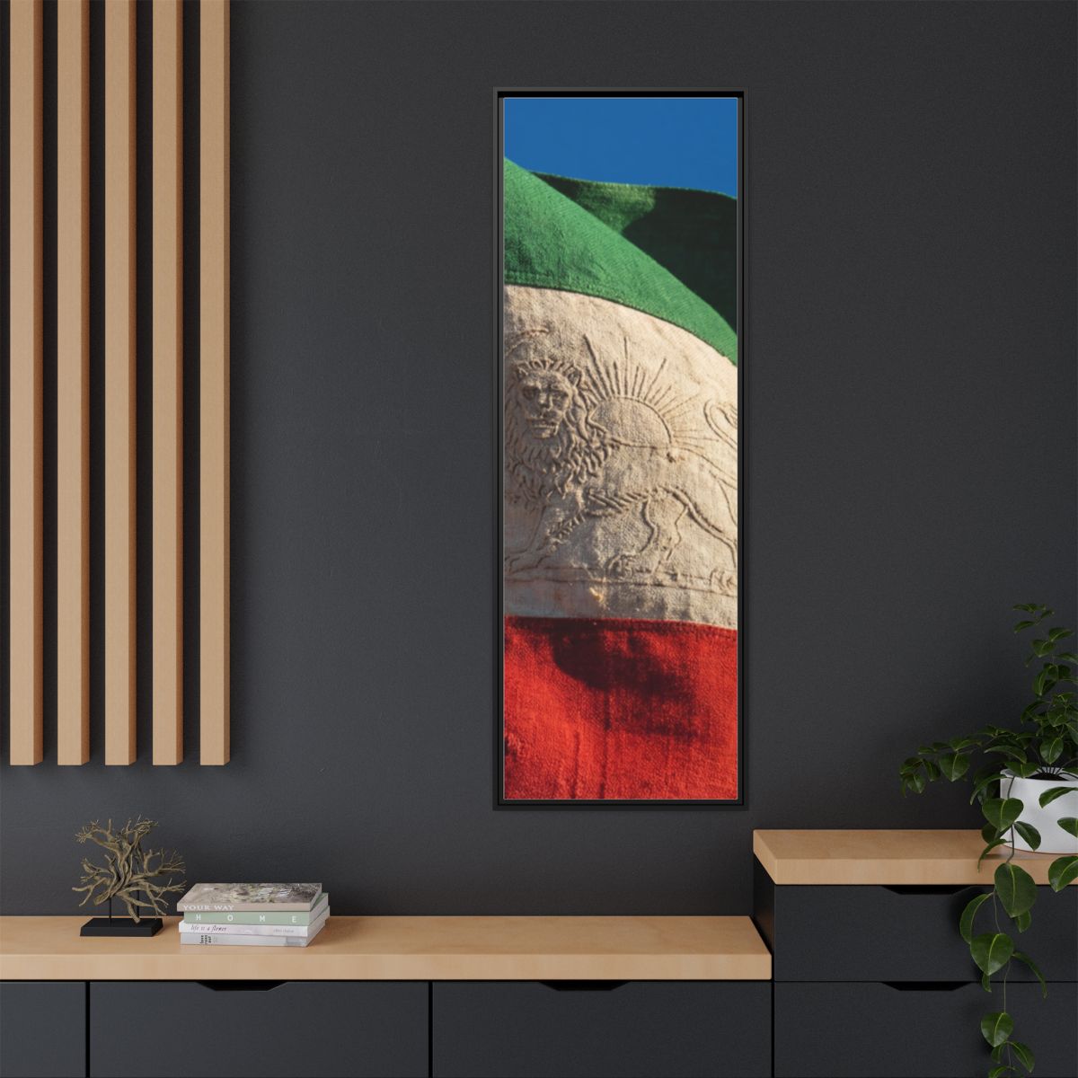 Framed Canvas Art - Distressed Flag — Black / 1.25"