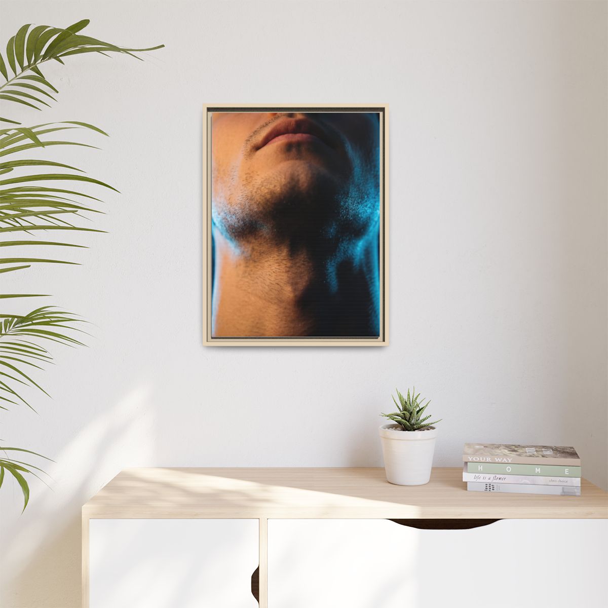 Matte Canvas, Framed - Neon Shadows Cinematic Portrait Art...